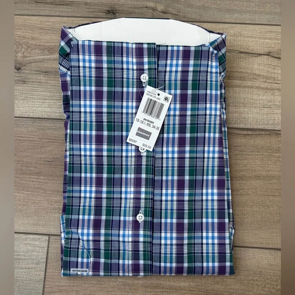 NWT Men’s IZOD Blue, Purple Button Down Stretch Long Sleeve Shirt - Size XXL - Picture 3 of 11